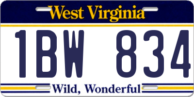 WV license plate 1BW834