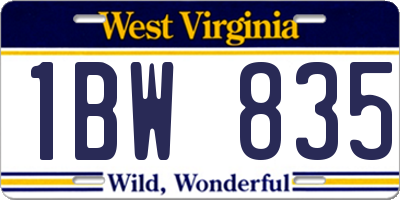 WV license plate 1BW835
