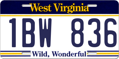WV license plate 1BW836