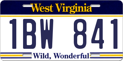 WV license plate 1BW841
