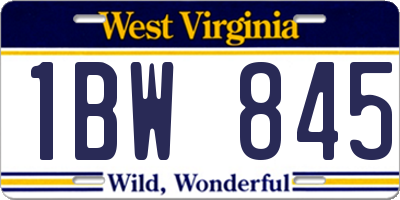 WV license plate 1BW845