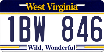 WV license plate 1BW846