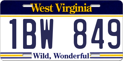 WV license plate 1BW849