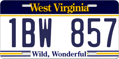 WV license plate 1BW857