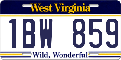 WV license plate 1BW859