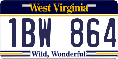 WV license plate 1BW864