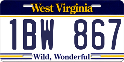 WV license plate 1BW867