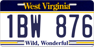 WV license plate 1BW876