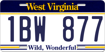 WV license plate 1BW877