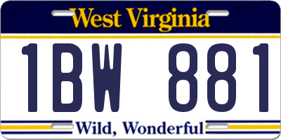 WV license plate 1BW881