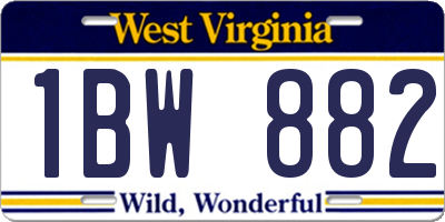 WV license plate 1BW882