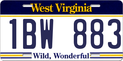 WV license plate 1BW883
