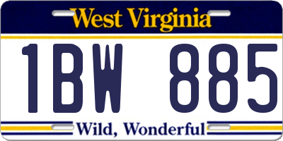 WV license plate 1BW885