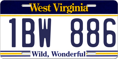 WV license plate 1BW886