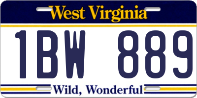WV license plate 1BW889