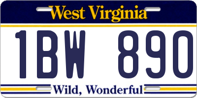 WV license plate 1BW890