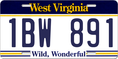 WV license plate 1BW891