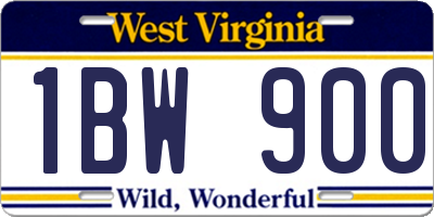 WV license plate 1BW900