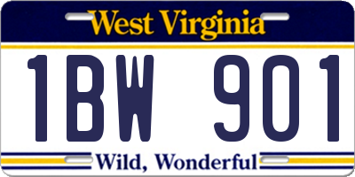 WV license plate 1BW901