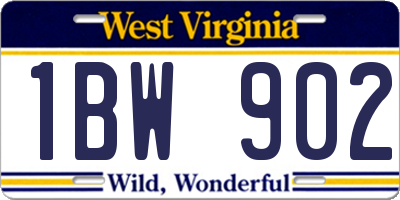 WV license plate 1BW902