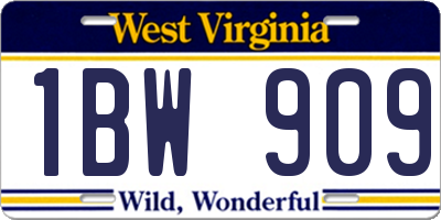 WV license plate 1BW909