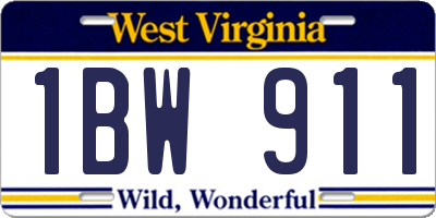 WV license plate 1BW911