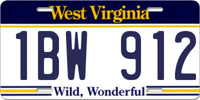 WV license plate 1BW912