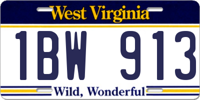 WV license plate 1BW913