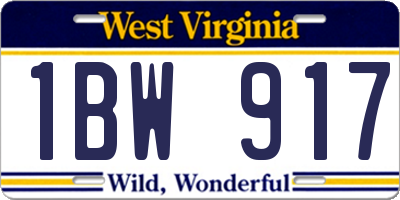WV license plate 1BW917