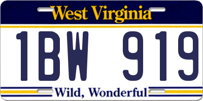 WV license plate 1BW919