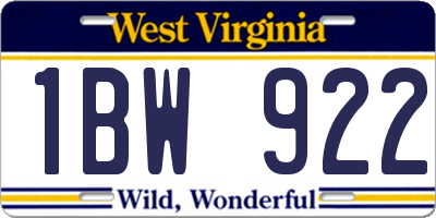 WV license plate 1BW922