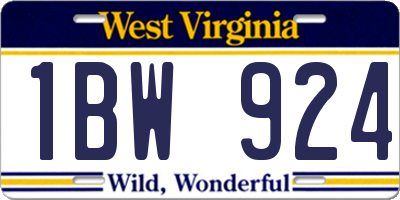 WV license plate 1BW924