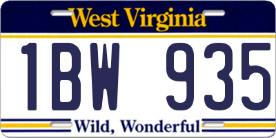 WV license plate 1BW935