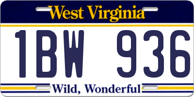 WV license plate 1BW936
