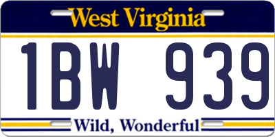 WV license plate 1BW939