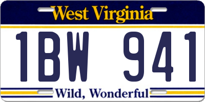 WV license plate 1BW941