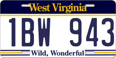 WV license plate 1BW943