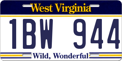 WV license plate 1BW944