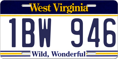 WV license plate 1BW946