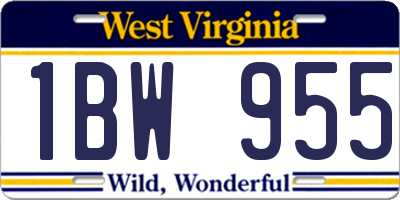 WV license plate 1BW955