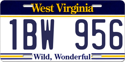 WV license plate 1BW956
