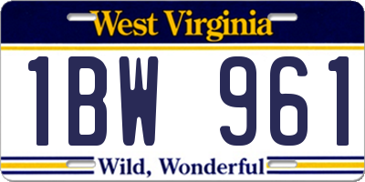 WV license plate 1BW961