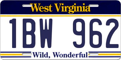 WV license plate 1BW962