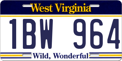 WV license plate 1BW964