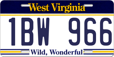WV license plate 1BW966