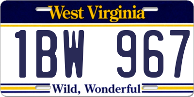WV license plate 1BW967