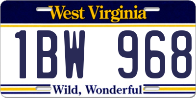 WV license plate 1BW968