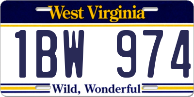 WV license plate 1BW974