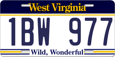 WV license plate 1BW977