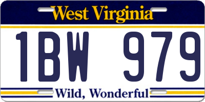 WV license plate 1BW979
